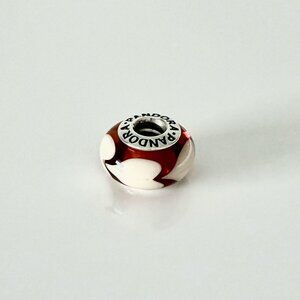 PANDORA Amber Murano Glass Charm with Beige Hearts